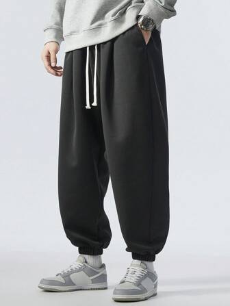 Plus Size Men's Casual Spring Drawstring Waist Sweatpants