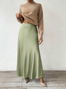 RosyDaze Váy nữ màu trơn kiểu ô dù - Màu xanh Bạc hà - Xem 7