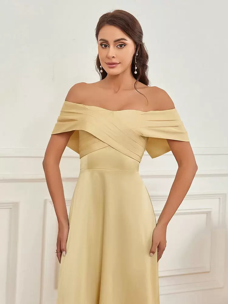 Solid Color Off Shoulder Bridesmaid Dress