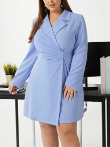 BizChic Robe Plissée Grandes Tailles Pour Femmes Avec Col De Veste