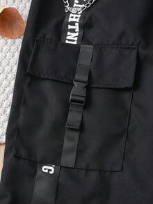 Teen Boy Letter Tape Side Flap Pocket Pants Fall Winter - Multicolor - View 3