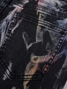 SHEIN Teen Boy Stylish Metallic Washed Black Jeans,For Summer Music Festival - Multicolor - View 5