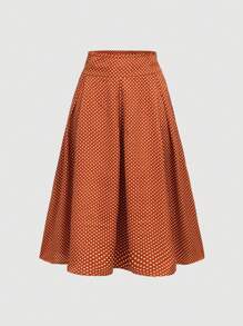 SHEIN Clasi Women's Polka Dot Printed Pleated Skirt