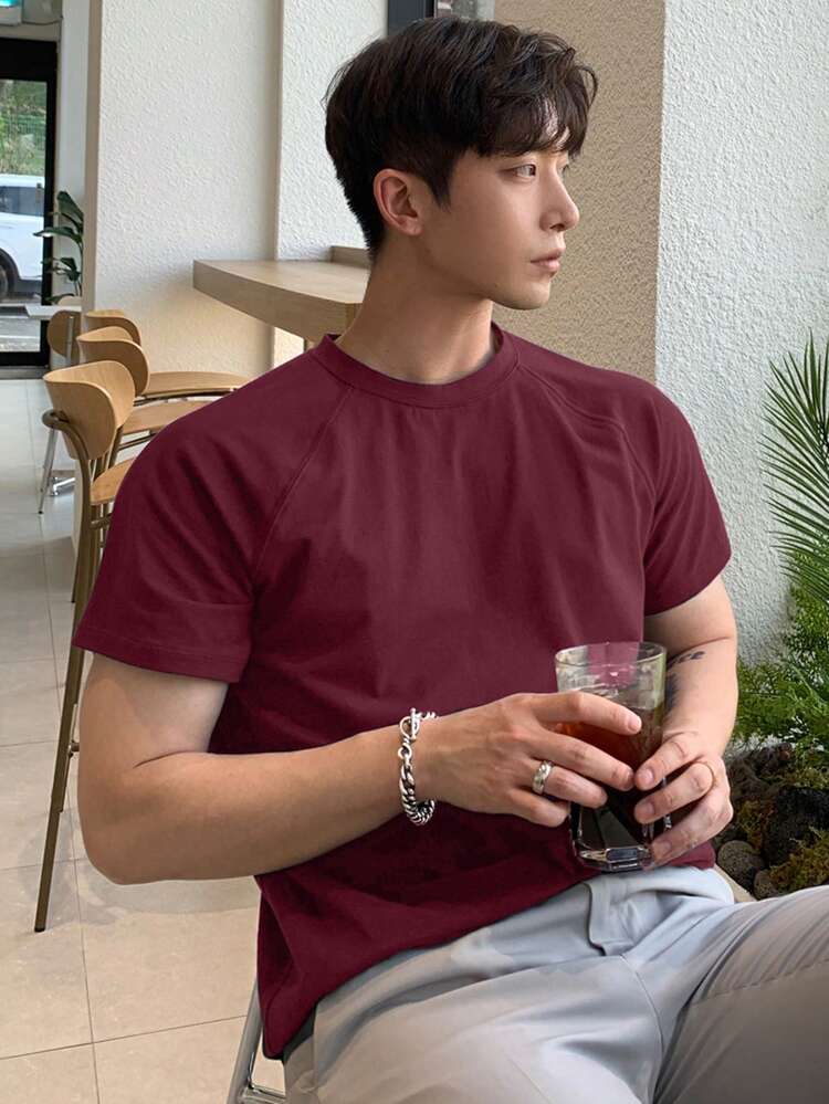 Men's Solid Color Short Sleeve T-Shirt For Summer