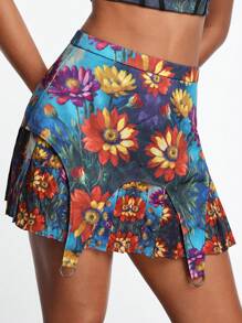 Videmus Omnia Váy xếp ly mini thanh lịch họa tiết hoa cổ điển Boho Bohemian của nhà thiết kế, dành cho mùa hè, ngày lễ, tiệc tùng, kỳ nghỉ, đêm giao thừa, lễ hội - Nhiều màu - Xem 3