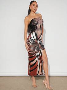 Hauture Women's Zebra Print Strapless Dress - Multicolor - View 7