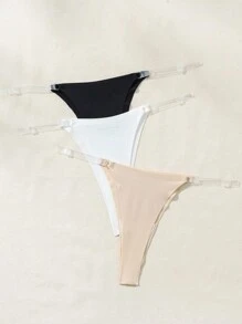 SHEIN 3件纯色透明性感丁字裤