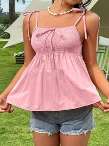 Flirla Jednolity kolor Sznurowane Top Halter