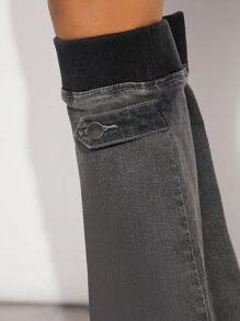 Denimoi Lace Up Denim Skirt With Leg Warmers - Black - View 3