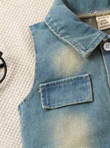 Em bé Con trai Denim Áo vest Và Bộ quần short , Với Vòng cổ Áo thun , Thời trang Đường phố - Nhiều màu - Xem 3