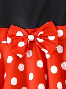 Elladie kids Ragazza giovane casual Carino Vestito stile canotta nero a pois bianchi con decorazione fiocco, Outfit primavera estate - Multicolore - Visualizzare 5