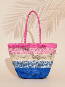 SHEIN VCAY Bolsa Grande De Moda Para Mujer Con Diseño De Bloque De Color - Multicolor - Ver 2