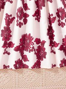 SHEIN Tween Girl Floral Print Ruffle Trim Belted Dress