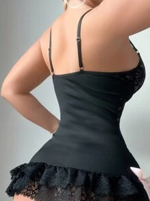 Đầm ren nội y gợi cảm có gọng, thích hợp cho lễ hội âm nhạc - màu đen - Xem 2