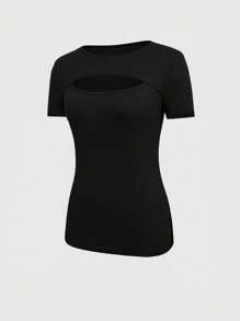 INAWLY Women's Round Neck Short Sleeve Hollow Out T-Shirt