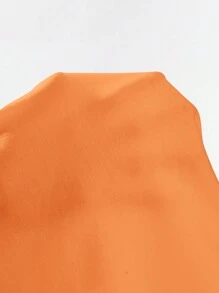 SHEIN EZwear Black Mock Neck Ruched Tank Top - Orange - View 5