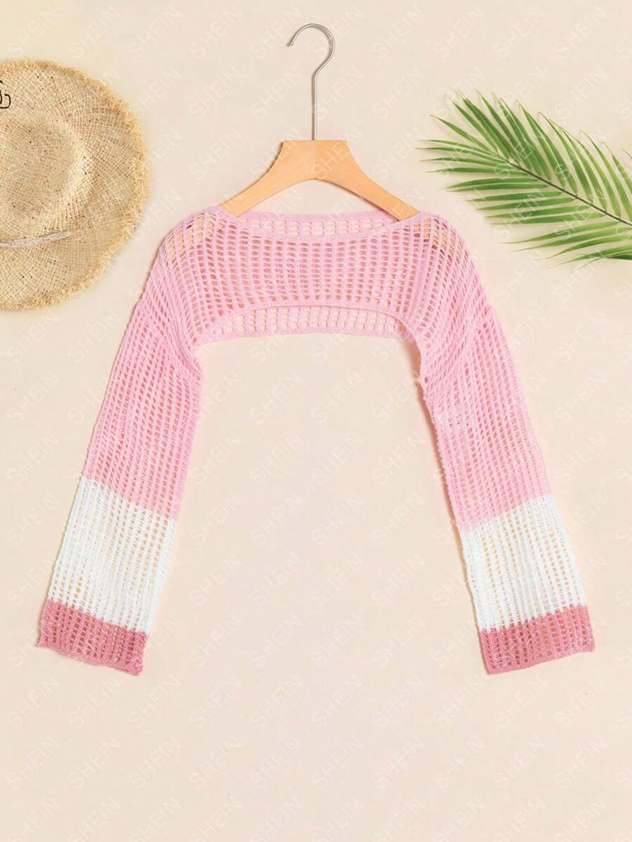 SHEIN Toddler Girls Colorblock Sweater