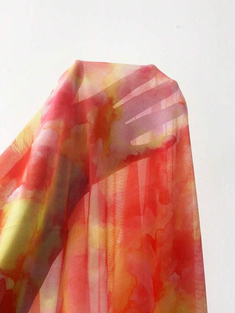 Women's Random Printed Drawstring Hollow Out Slim Fit Cover Up Summer