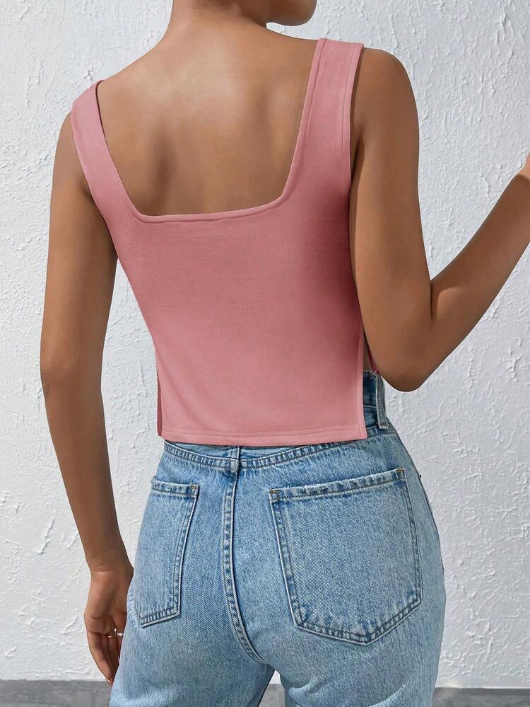 Solid Color Pleated Camisole Top