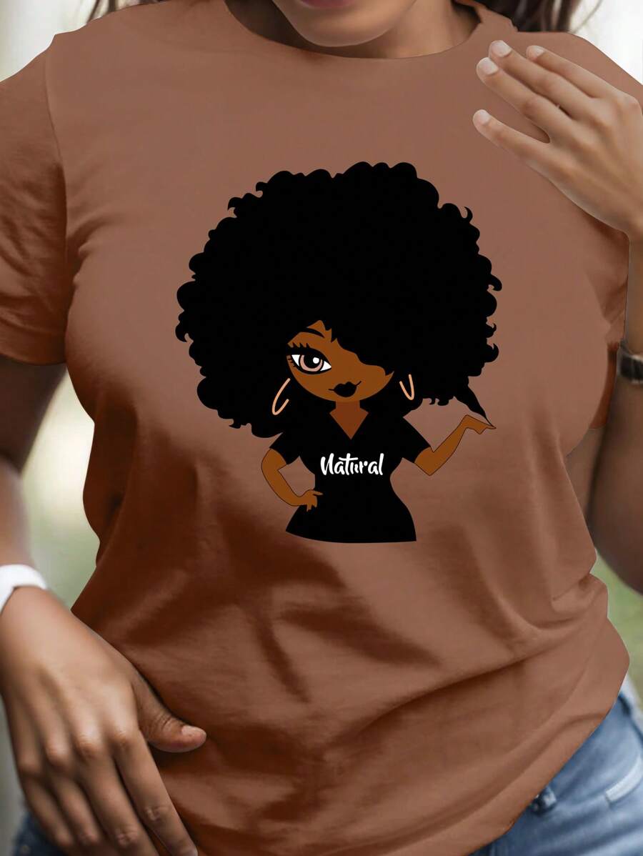 Zolique Áo thun họa tiết hình và chữ Áo thun họa tiết nữ - màu nâu - Xem 1