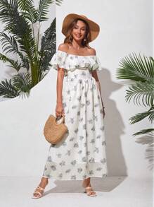 Aveloria Women's Off Shoulder Random Print Dress - Multicolor - View 6