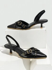 Của phụ nữ Pointed Toe Giày cao gót Giày nữ Baotou Với Dây đeo mắt cá chân & Vượt qua Đinh tán Đồ trang trí Đối với Mùa xuân/Mùa hè - màu đen - Xem 6