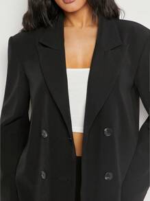 SHEIN Unity Women's Oversized Shoulder Pad Blazer - Black - View 7