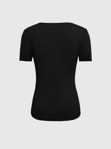 INAWLY Women's Round Neck Short Sleeve Hollow Out T-Shirt