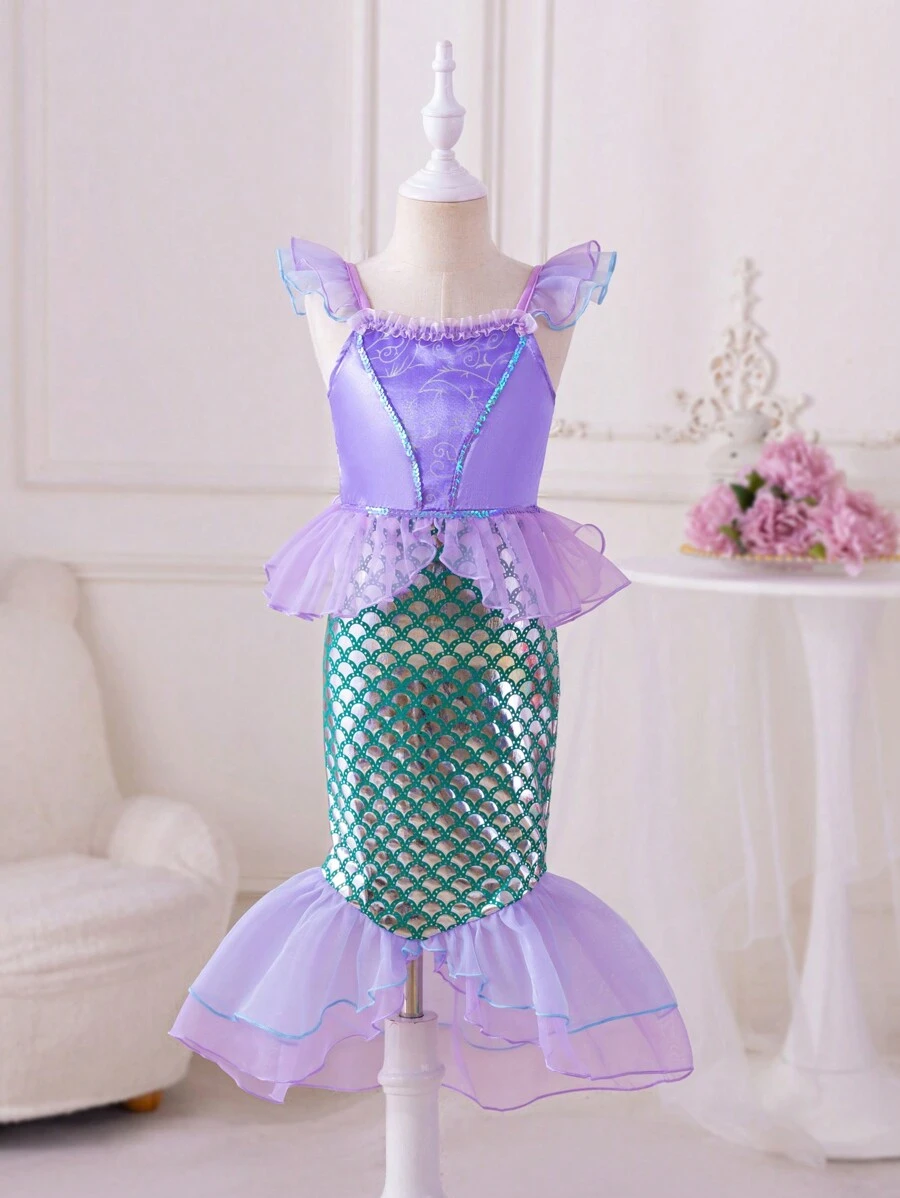 SHEIN Glamorique Kids Girl's Princess Dress, Purple Princess Dress, Christmas Children, Birthday, Party, Wedding Festival, Performance, Princess Gorgeous Dress, Middle East, Europe And America