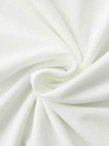 Solid Color Simple V-Neck Plus Size Women's Short Sleeve T-Shirt - White - View 4