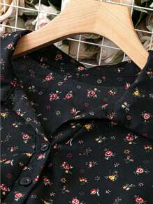 Omancia 花卉印花襯衫連身裙 - 紅色和黑色 - 查看 4