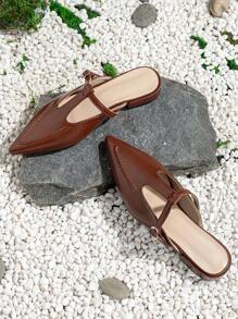2024 Mùa Xuân Hàng mới đến Giải trí Giày đế bệt Của phụ nữ Pointed Toe Phong cách Anh quốc Da Giày phẳng , Giày lười Phong cách Cho công việc - màu nâu - Xem 6