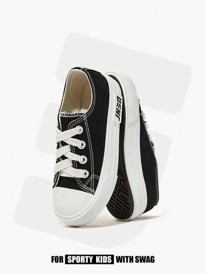 JNSQ 1 Pair Fashion Basic Versatile Canvas Vulcanized Sneakers For Children, Casual Style For Spring/Summer, Back To School Season