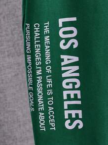 SHEIN Tween男孩休閒口號印花圓領套頭短袖T恤