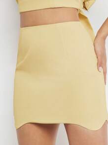 L'Amorae Set de 2 piezas con top tubo con corbata y falda con bajo ondulado en color amarillo mantequilla - Amarillo - Ver 6