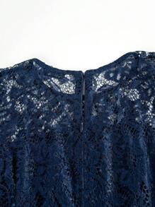 Women's Round Neck Short Sleeve Waisted Ruffle Lace Stitching Solid Color Dress Bridesmaid Dress Lace Stain Bride Bridesmaid Bridal Wedding Cocktail Formal Prom Bachelorette Engagement Sequins