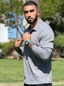 Camisas Polo De Manga Larga Para Hombres - Gris - Ver 3