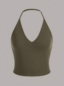 SHEIN EZwear Multicolor Women's Multicolor Knitted Halter Tank Top