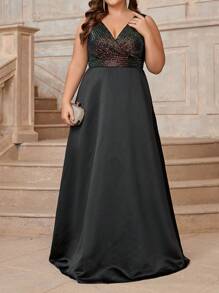 SHEIN Belle Robe De Soirée Élégante Grande Taille De Ligne A Et À Paillettes Colorées - Multicolore - Voir 3