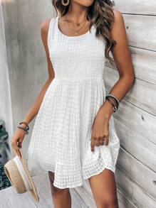Breezaya Vestido Sin Mangas De Color Sólido - Blanco - Ver 4