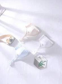 Sujetador cómodo de triángulo sólido blanco para adolescente con copa y juego de tiras elásticas - Blanco - Ver 3