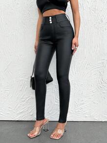 RueChic Women's Skinny Jeans With Pockets - Black - View 6