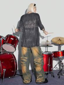 Coolane Women Streetwear Y2K Diamond Pattern Over Size T Shirtfor Concert And Rave Festival