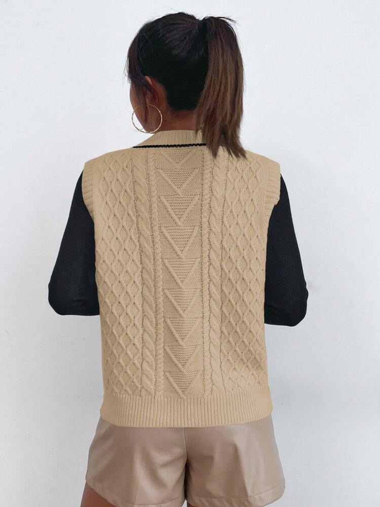 Women's Solid Color V-Neck Sweater Vest