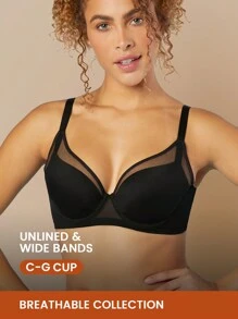LUVLETTE Full Coverage Unlined Mesh Bra - Black - View 2