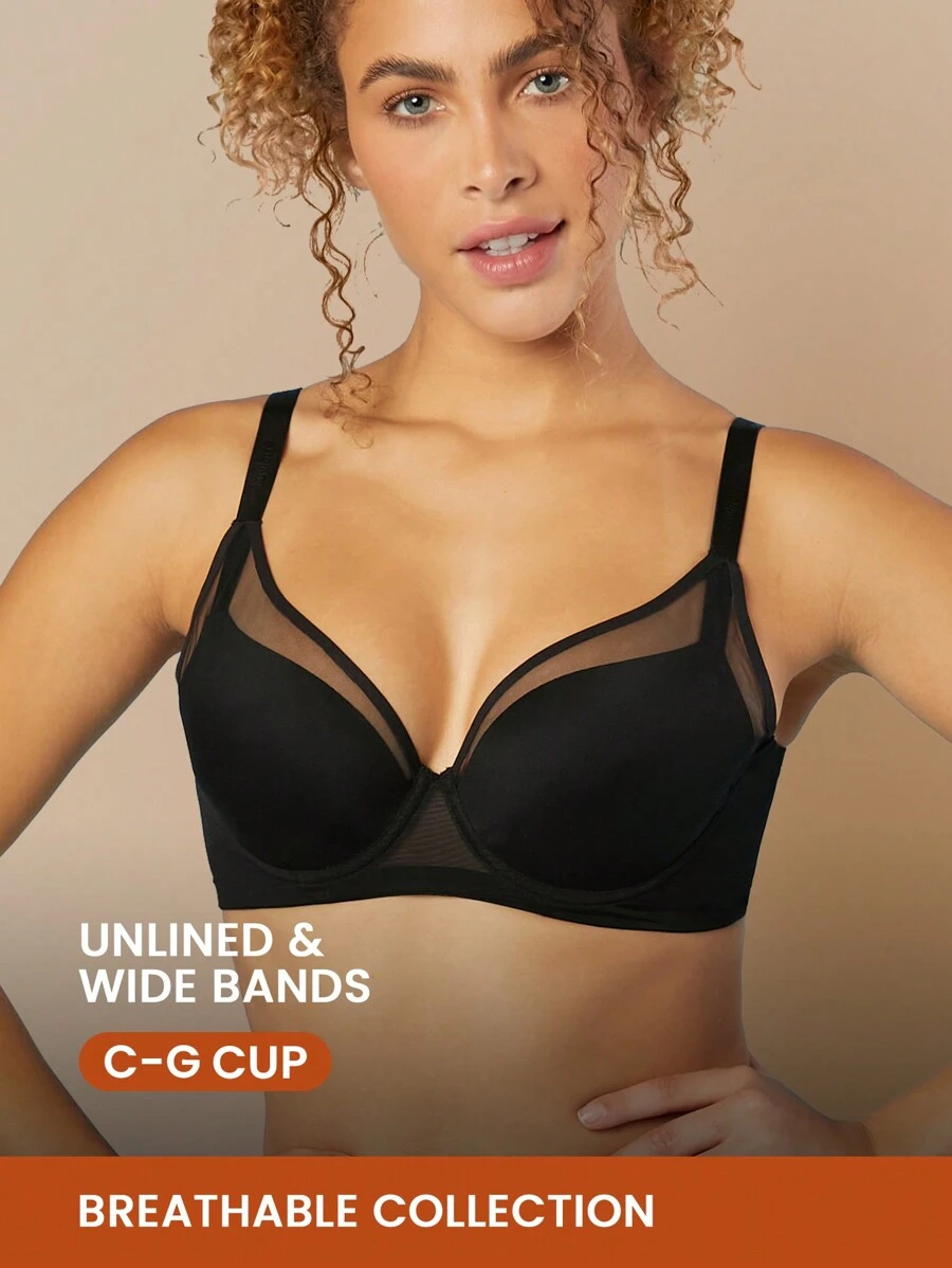 LUVLETTE Full Coverage Unlined Mesh Bra