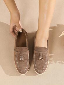 Women Flat Round Toe Slip-On Loafers, Spring/Summer 2025 New Oxblood/Burgundy, Red, Large Size 41-43, Casual Work Shoes