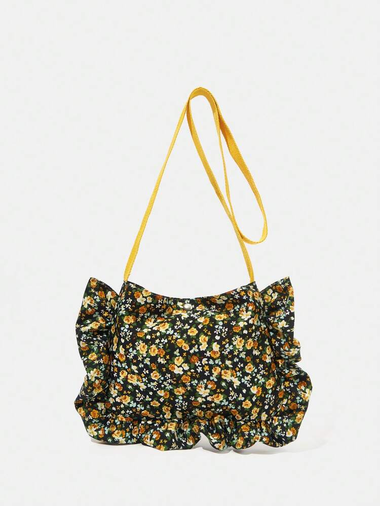 Floral Print Shopping Bag Women Shoulder Bag For School,College, For Summer