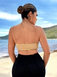 SHEIN SXY Textured Pleated Crop Cami Top