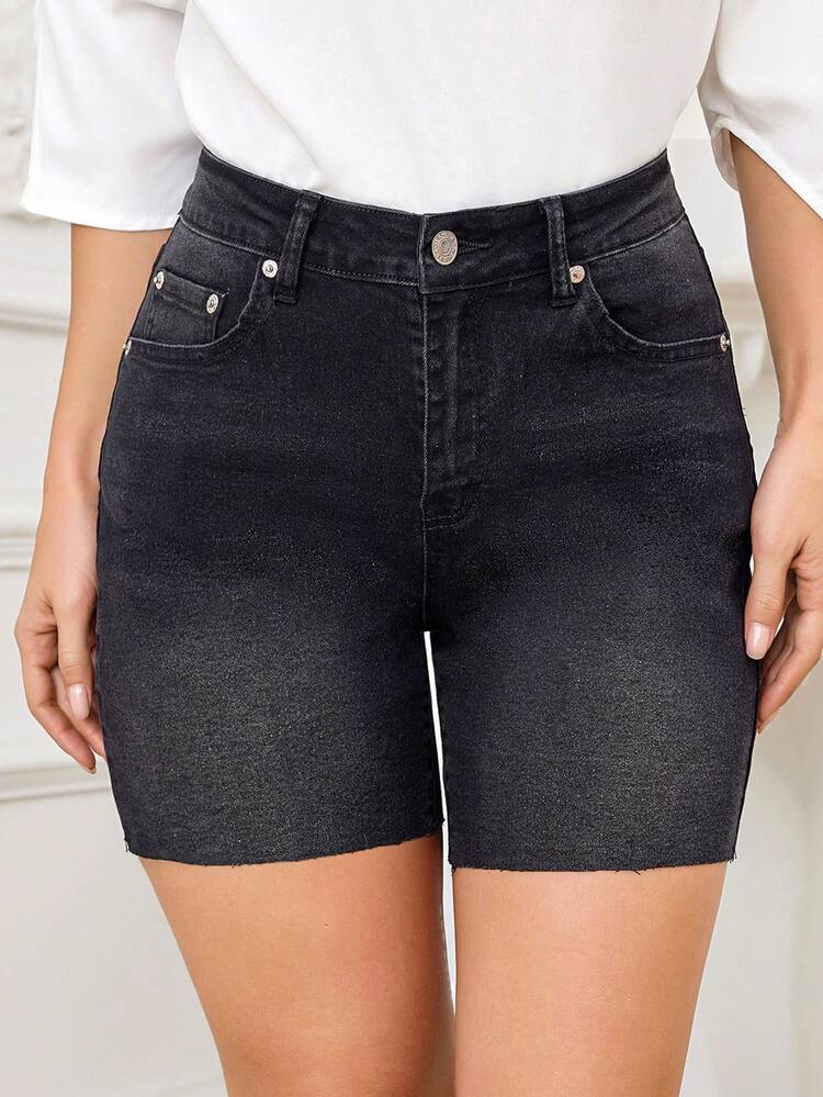Straight Leg Casual Denim Shorts